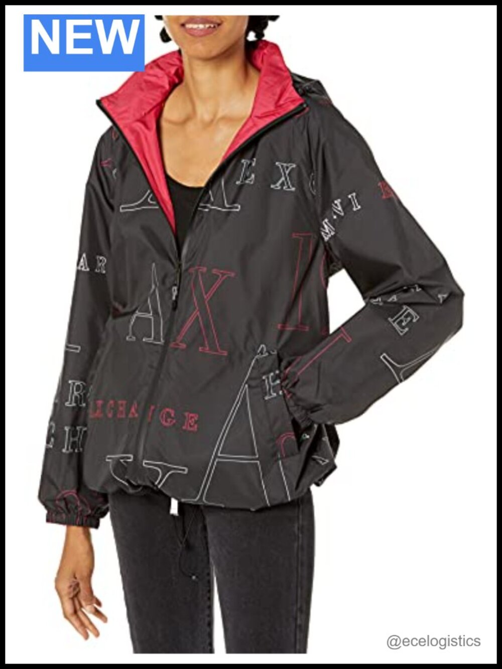 AX Mock Neck Zipper Windbreaker Jacket 100% Polyester